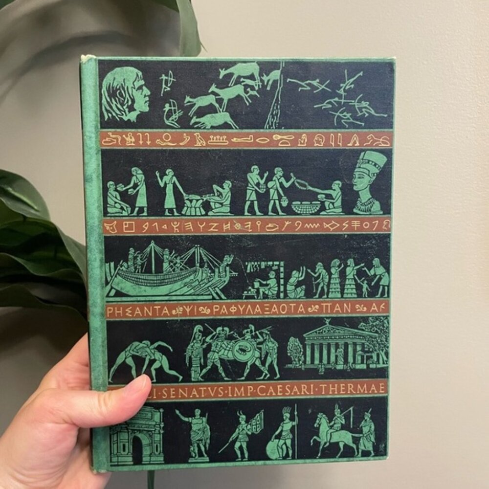 Vintage Hardcover Books 1955 An Illustrated Outline History of Mankind Ancient